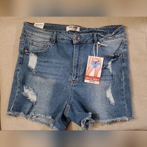 Wax Jean Women's Distressed Blue Denim Shorts